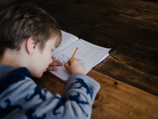 Boy writing